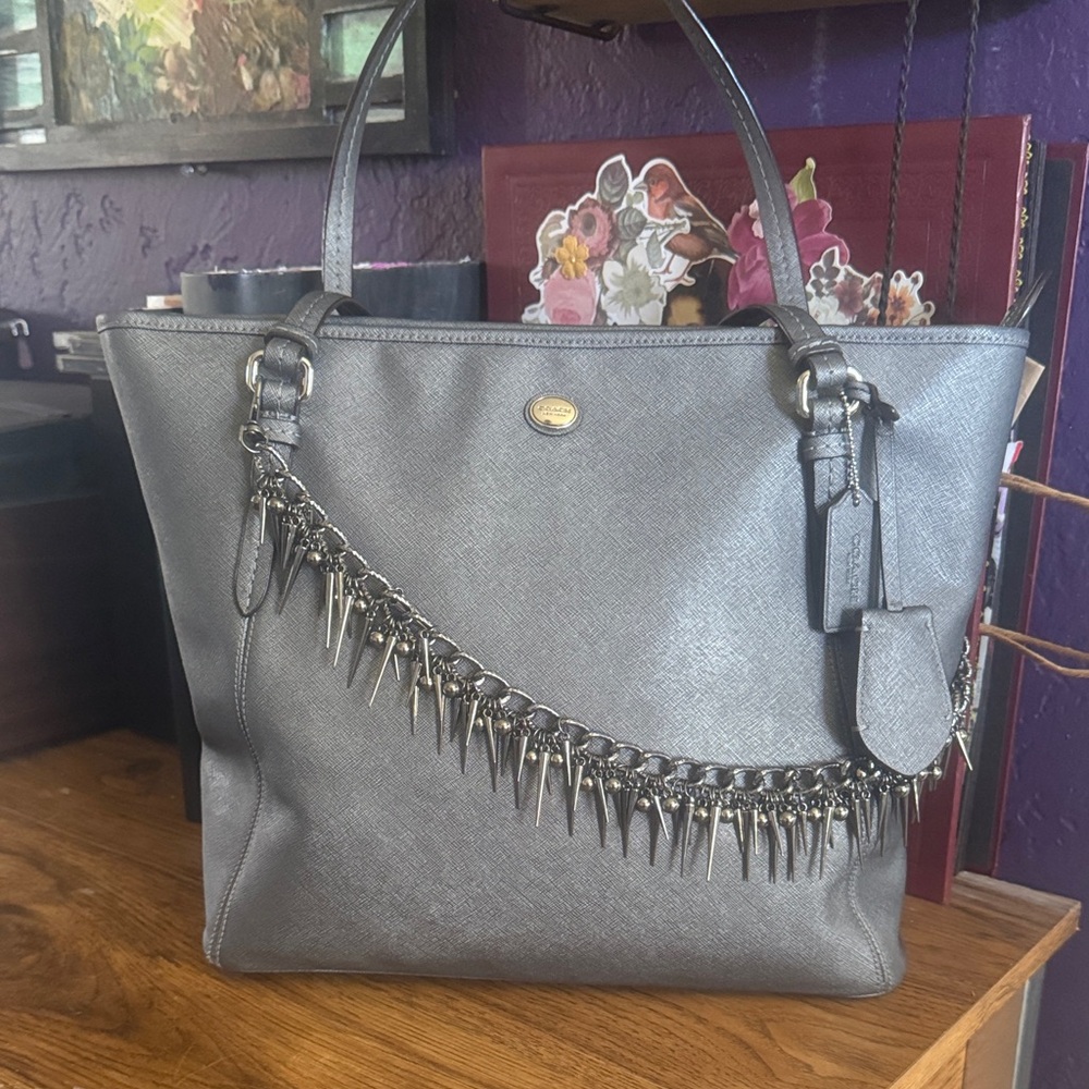 Coach Peyton Metallic Pewter Silver